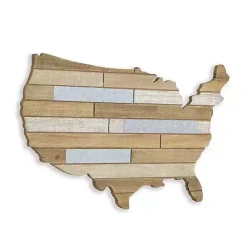 Discount Kirklands Home Wood and Metal Plank USA Map Wall Plaque