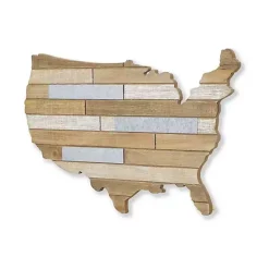 Discount Kirklands Home Wood and Metal Plank USA Map Wall Plaque