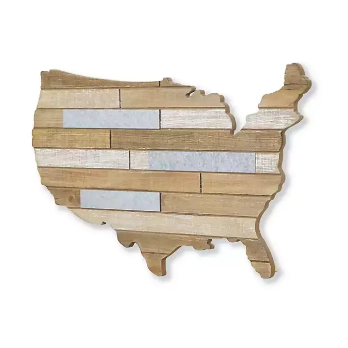Discount Kirklands Home Wood and Metal Plank USA Map Wall Plaque
