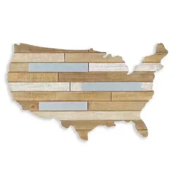 Discount Kirklands Home Wood and Metal Plank USA Map Wall Plaque