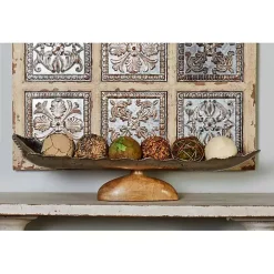 Discount Kirklands Home Wood and Metal Scalloped Rim Tray