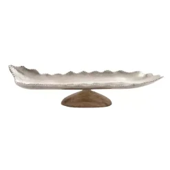 Discount Kirklands Home Wood and Metal Scalloped Rim Tray