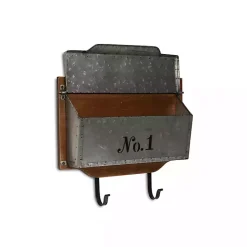 Hot Kirklands Home Wood and Metal Wall Storage Mail Box with Hooks