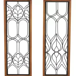 New Kirklands Home Wood and Metal Wire Wall Plaques, Set of 2