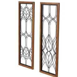 New Kirklands Home Wood and Metal Wire Wall Plaques, Set of 2