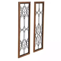 New Kirklands Home Wood and Metal Wire Wall Plaques, Set of 2