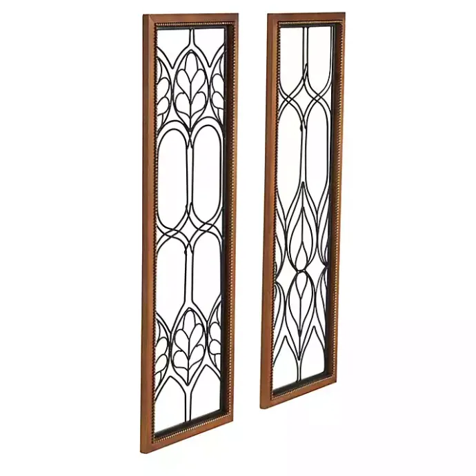 New Kirklands Home Wood and Metal Wire Wall Plaques, Set of 2