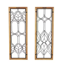 New Kirklands Home Wood and Metal Wire Wall Plaques, Set of 2
