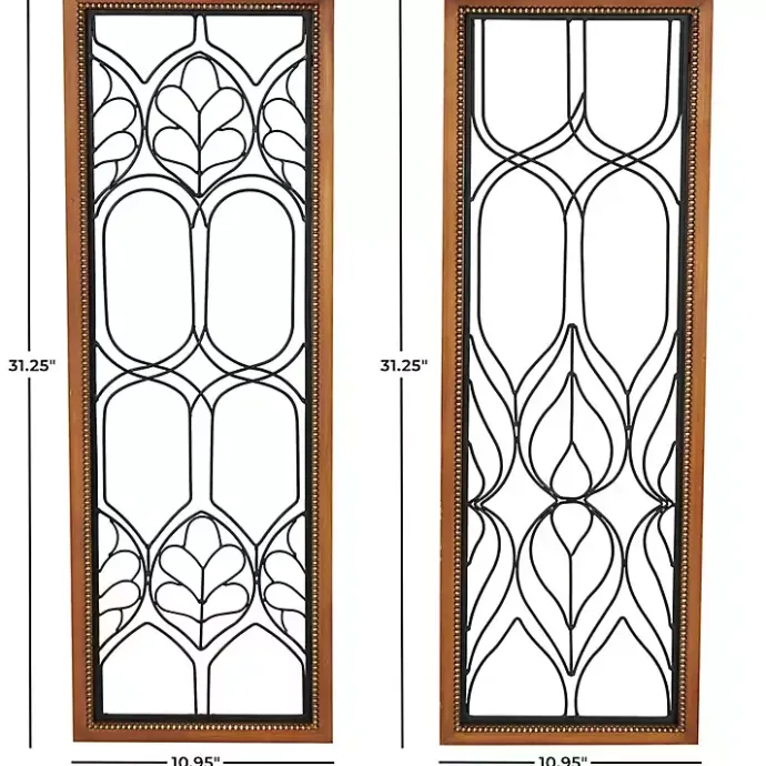 New Kirklands Home Wood and Metal Wire Wall Plaques, Set of 2