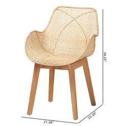 Sale Kirklands Home Wood and Rat Flared Dining Chairs, Set of 2 Tan