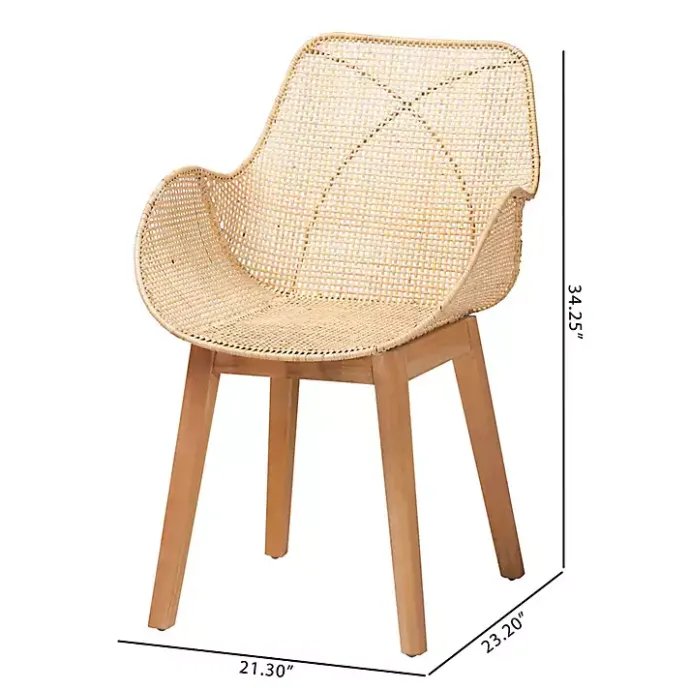 Sale Kirklands Home Wood and Rat Flared Dining Chairs, Set of 2 Tan