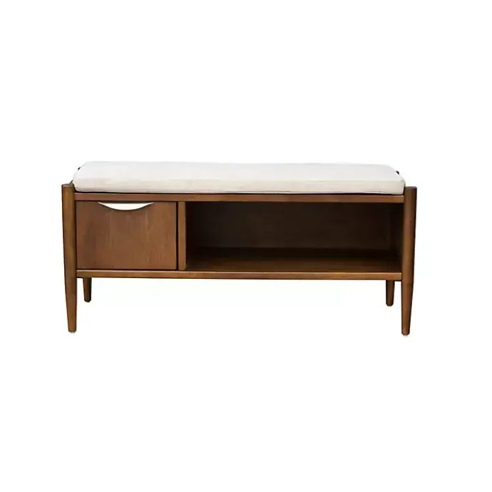 Best Kirklands Home Wood Arcadia Storage Bench with Cushion White