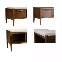 Best Kirklands Home Wood Arcadia Storage Bench with Cushion White