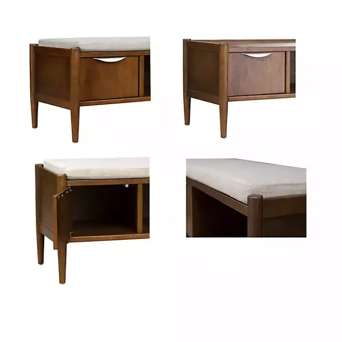 Best Kirklands Home Wood Arcadia Storage Bench with Cushion White