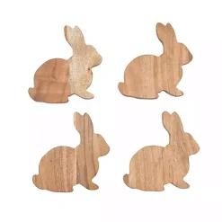Kirklands Home Wood Bunny Coasters, Set of 4 Brown