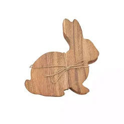 Kirklands Home Wood Bunny Coasters, Set of 4 Brown