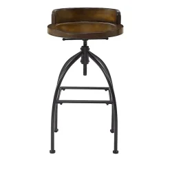 Clearance Kirklands Home Wood Edgar Industrial Adjustable Stool Brown