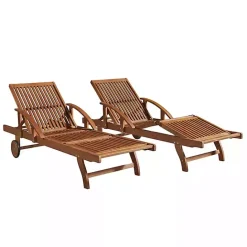 Kirklands Home Wood 2-pc. Outdoor Lounge Chair with Leg Rest Set Brown