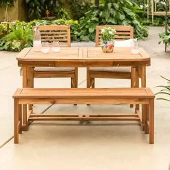 Hot Kirklands Home Wood Slat Back 4-pc. Outdoor Dining Set Tan