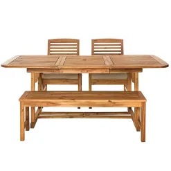 Hot Kirklands Home Wood Slat Back 4-pc. Outdoor Dining Set Tan