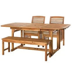 Hot Kirklands Home Wood Slat Back 4-pc. Outdoor Dining Set Tan