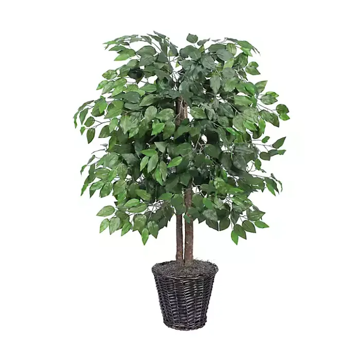 Best Kirklands Home Wood Trunk Ficus Bush in Rattan Basket