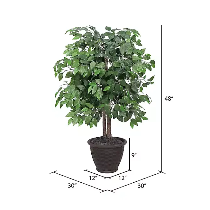 Best Kirklands Home Wood Trunk Ficus Bush in Rattan Basket