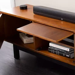 Sale Kirklands Home Wooden 3-Door Media Cabinet Brown