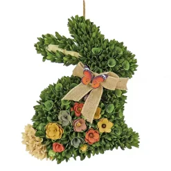 Hot Kirklands Home Wooden Floral Bunny Shaped Wreath Green