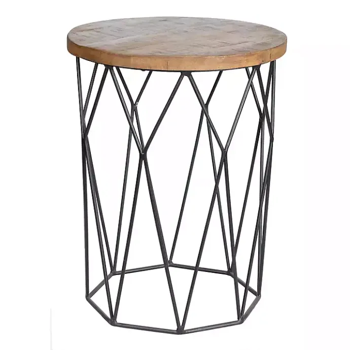 Best Kirklands Home Wooden Top Geometric Chadwick Accent Table