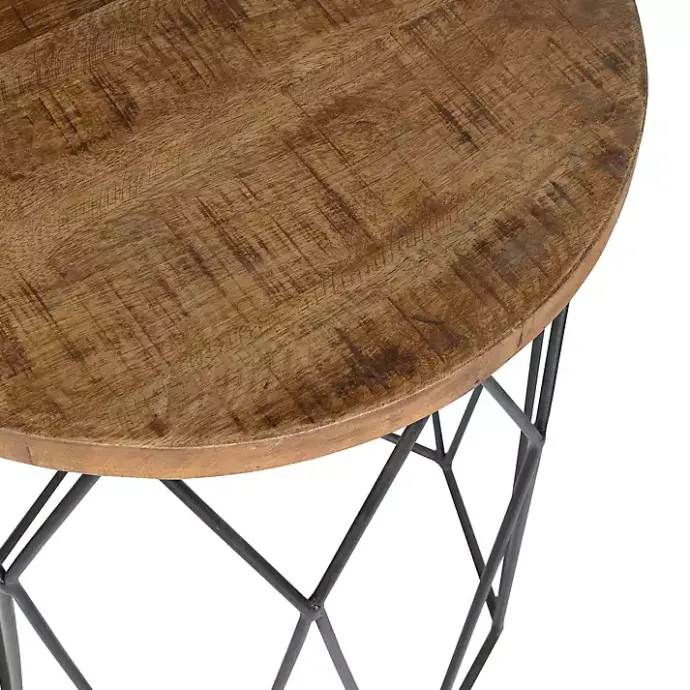 Best Kirklands Home Wooden Top Geometric Chadwick Accent Table