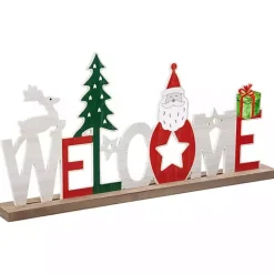 Sale Kirklands Home Wooden Welcome Christmas Tabletop Sign Multi