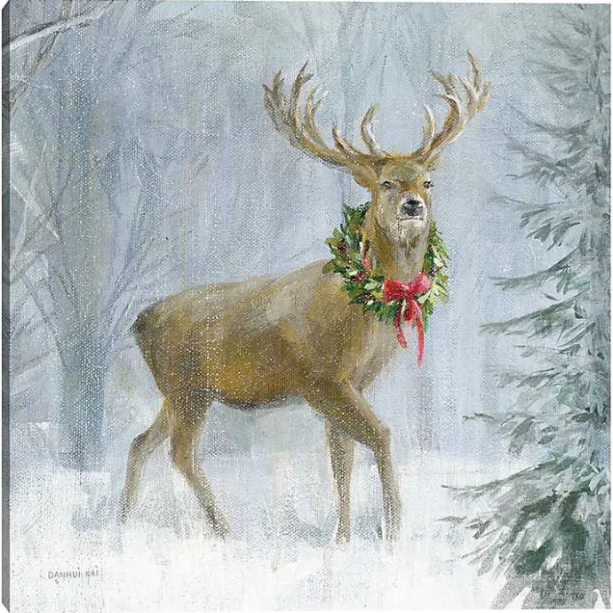 Outlet Kirklands Home Woodland Holiday Deer Canvas Art Print