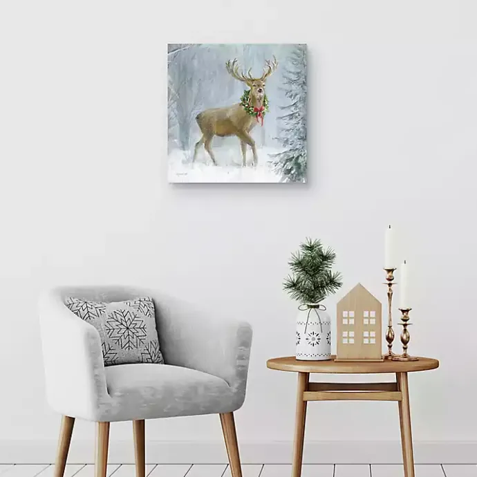 Outlet Kirklands Home Woodland Holiday Deer Canvas Art Print