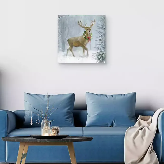 Outlet Kirklands Home Woodland Holiday Deer Canvas Art Print