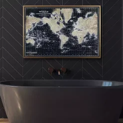 Best Kirklands Home World Map on Black Framed Art Print