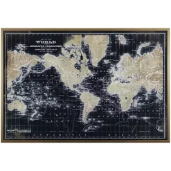 Best Kirklands Home World Map on Black Framed Art Print