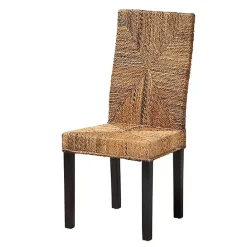 Online Kirklands Home Woven Banana Fiber and Mahogany Dining Chair Tan