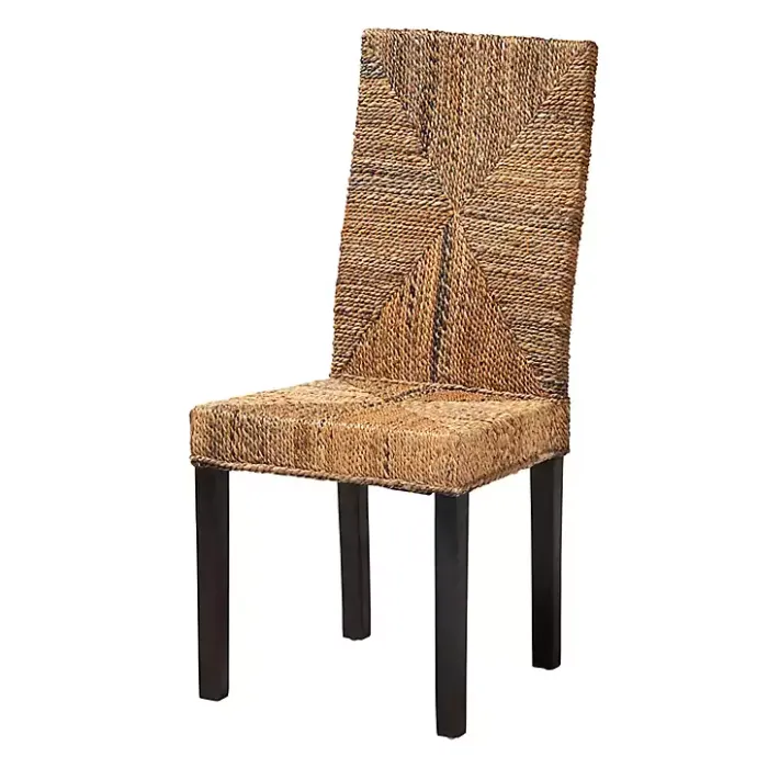 Online Kirklands Home Woven Banana Fiber and Mahogany Dining Chair Tan