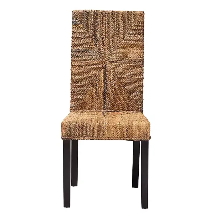 Online Kirklands Home Woven Banana Fiber and Mahogany Dining Chair Tan