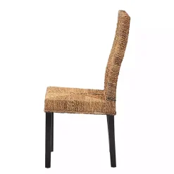 Online Kirklands Home Woven Banana Fiber and Mahogany Dining Chair Tan