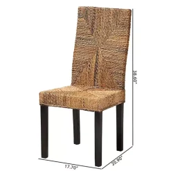Online Kirklands Home Woven Banana Fiber and Mahogany Dining Chair Tan