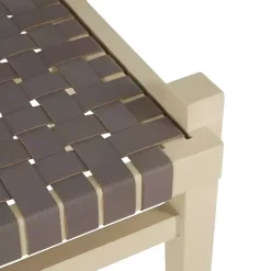 New Kirklands Home Woven Leather Natural Wood Bench Brown