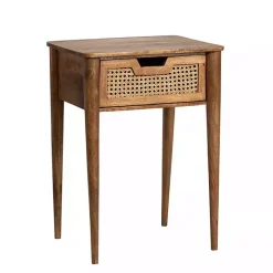 Best Kirklands Home Woven Cane and Mango Wood Side Table Brown
