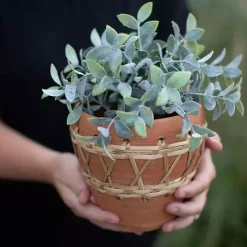 Best Kirklands Home Woven Diamond Terracotta Planter Tan