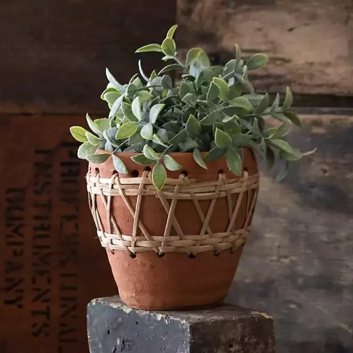 Best Kirklands Home Woven Diamond Terracotta Planter Tan