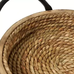 Online Kirklands Home Woven Jute and Black Wood Trays, Set of 2