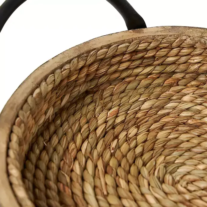 Online Kirklands Home Woven Jute and Black Wood Trays, Set of 2