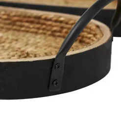 Online Kirklands Home Woven Jute and Black Wood Trays, Set of 2