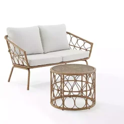 Kirklands Home Woven Loop Rattan 2-pc. Outdoor Loveseat Set